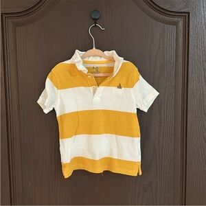 GAP Toddler Polo Shirt 2T Yellow White Stripe Classic Logo Shirt